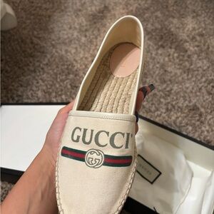 Gucci Cream Espadrilles with Signature Logo
